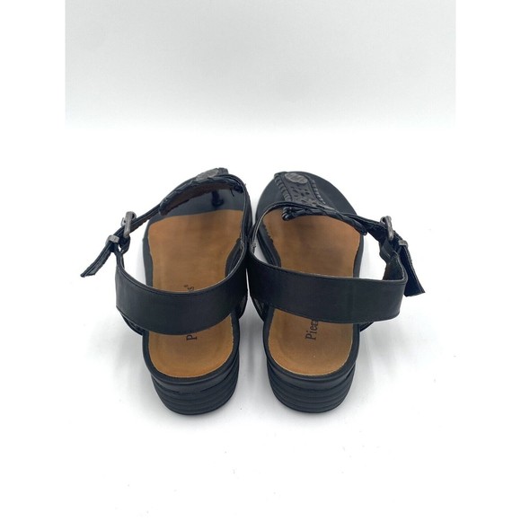 Pierre Dumas Size 9 KORI 3 Faux Black Leather Thong Sandals Ankle Strap EUC - Picture 4 of 8